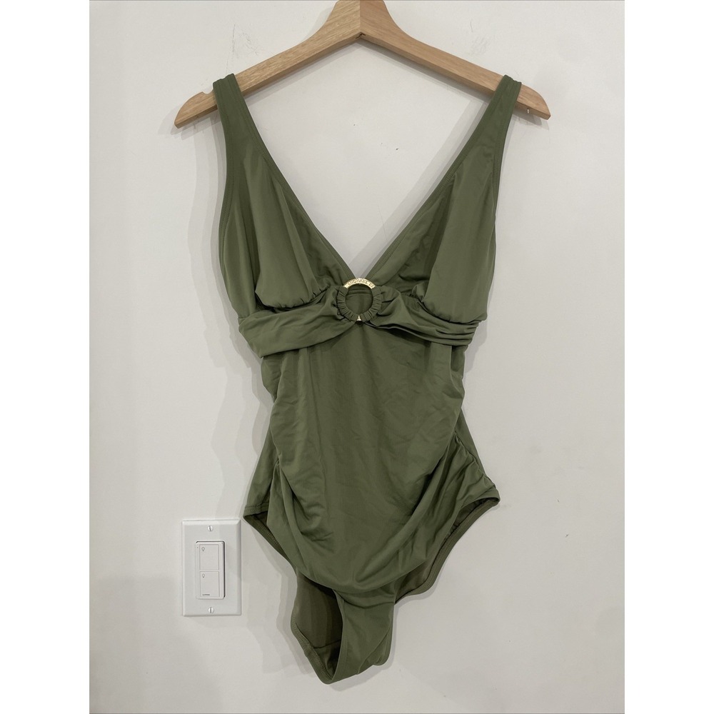 Michael Kors Women's One Piece Swimsuit Size 10 Green Vacation Beach